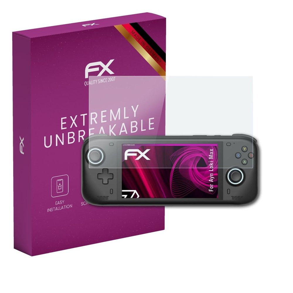 atFoliX Plastic Glass Protective Film compatible with Ayn Loki Max, 9H Hybrid-Glass FX Screen Protector