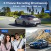 3 Channel Wi-Fi Dash Cam, 4K + 1080P Front and Inside, Front and Rear Inside 1440P Three Way Dash Camera for Cars, IR Night Vision, TF SD Card Included, App Connection view 4