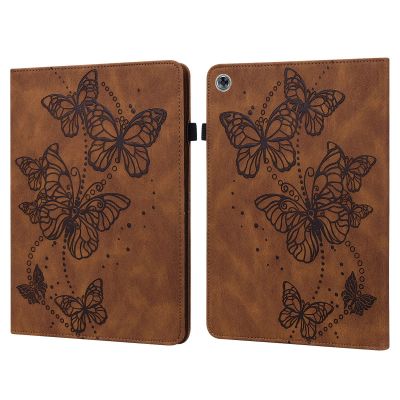 SGTD Case Cover Compatible with Huawei MediaPad M5 Lite 10.0 inch Slim Folding Stand Folio Tablet Case,Adjustable Fixing Strap Card Slot Shockproof Tablet Case Tablet Cover (Color : Brown)