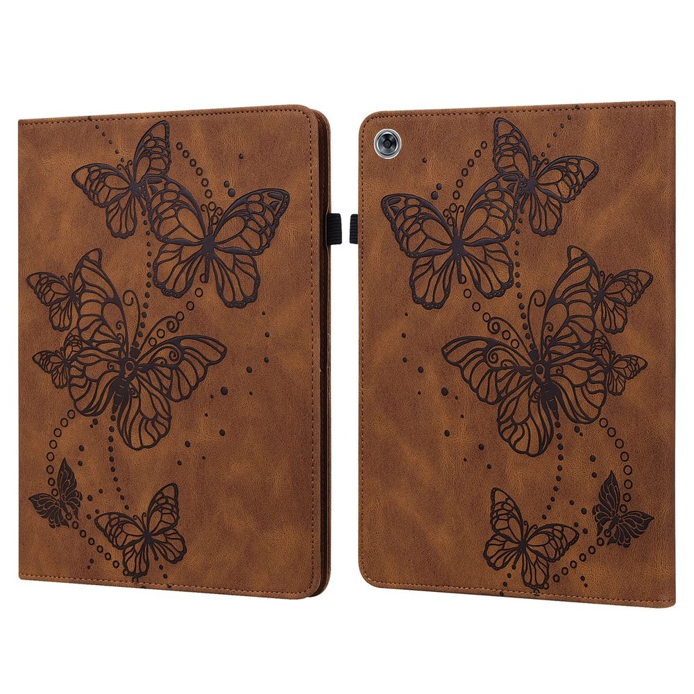 SGTD Case Cover Compatible with Huawei MediaPad M5 Lite 10.0 inch Slim Folding Stand Folio Tablet Case,Adjustable Fixing Strap Card Slot Shockproof Tablet Case Tablet Cover (Color : Brown)