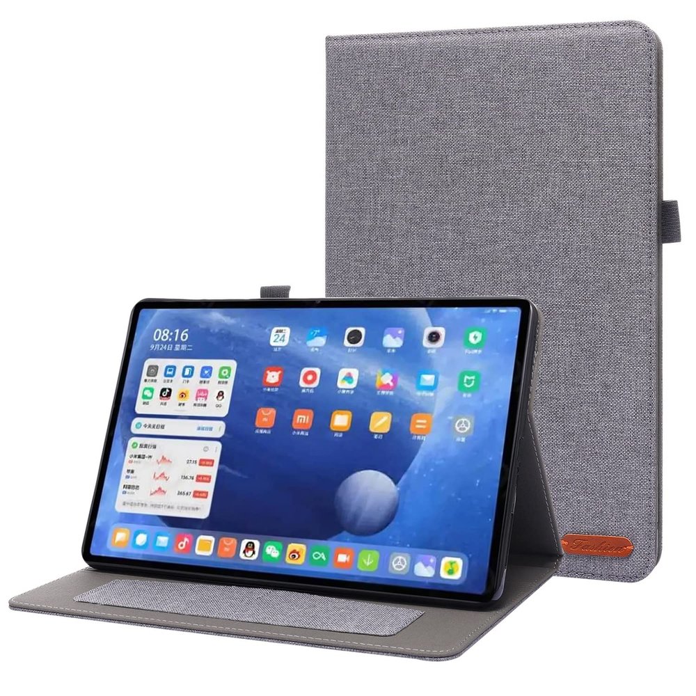 SGTD Case Cover Compatible with Xiaomi Mi Pad 5/MiPad 5 Pro 2021 Case, Flip Fold Stand Case Protective Fabric Print Cover with Auto Wake Sleep with Card Slots Tablet Cover (Color : Grey)