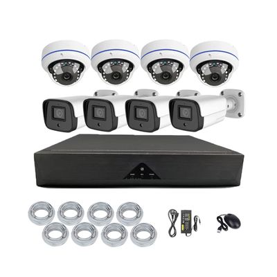 8CH 5MP POE CCTV Security Camera System with Dome Camera and Bullet Camera, HD Surveillance Cameras Kit with Audio, Color Night Vision, Motion Detection, for Indoor and Outdoor