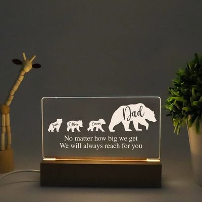 Personalized gifts for Dad night light, Papa bear nightlight, We will always reach for you, Dad and kids bear nightlight, Father day decor, Fathers day gift from kids, Dad gift from kids gift/3