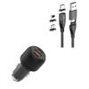 BoxWave Car Charger Compatible with Lenovo Tab P11 Plus - PD Car Charger Bundle (65W), Power Delivery Cable Car Adapter - Jet Black view 2