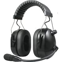 PRYME HBB-EM-OHB Aviation Style Dual Earmuff Headset w/Boom Mic - Flat Black Finish. TA5 Connector for cable (cable not included).