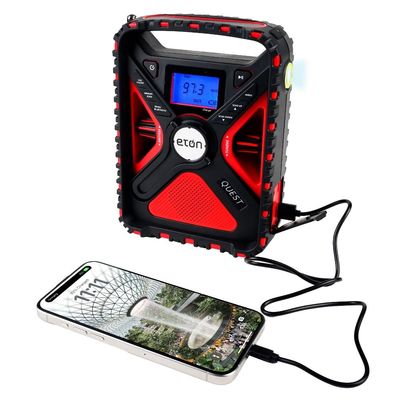 Eton Quest Hand Crank NOAA Weather Radio, All Band Emergency Radio, AM/FM Shortwave Storm Radio, Bluetooth, Ambient Light, Phone Charger, RDS, Solar, Flashlight, Camping, Hiking