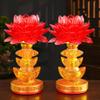 1 Pair 21.5cm LED Crystal Ingot Lotus Lamp Front of Buddha Offering Long Bright Light Plugged in view 1