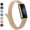 Metal Band for Fitbit Luxe Bands Women Men, Stainless Steel Mesh Loop Adjustable Magnetic Wristband Replacement Strap Compatible with Fitbit Luxe Fitness and Wellness Tracker (Rose Gold) view 1