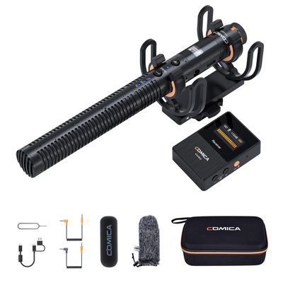 COMICA VM30 Wireless Shotgun Microphone for Camera - Super Cardioid 3.5mm/USB-C Analog/Digital Output Video Mic for DSLR, Camcorder, PC, and Android Smartphones - Ideal for Youtube, Podcast, Interview