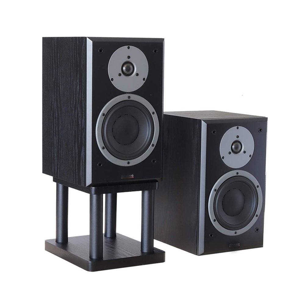 Speaker Stands,1 Pair Surround 25mm High Density Board + 32mm Metal Column, for Bookshelf Speakers Up to 50 Lbs