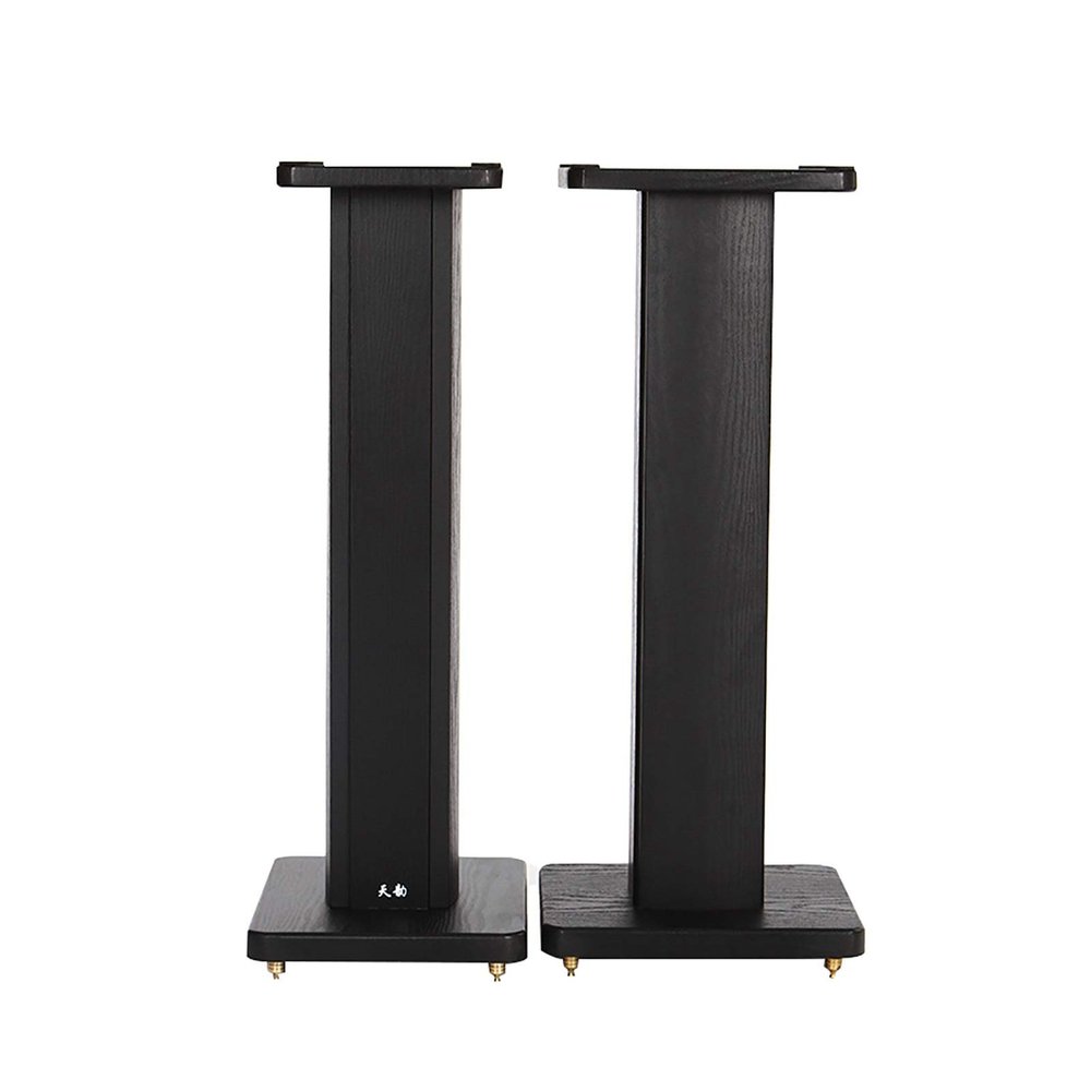BTZHY Speaker Stands,A Pair of Bookshelf Hollow Wood Design Can Be Filled with Sand to Enhance Stability, Hidden Cable Design