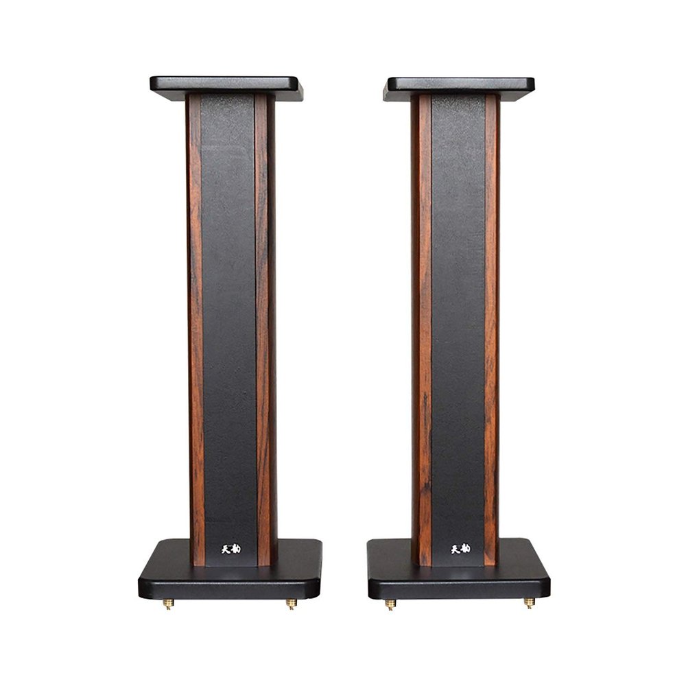BTZHY Speaker Stands,A Pair of Bookshelf Hollow Wood Design Can Be Filled with Sand to Enhance Stability, Hidden Cable Design