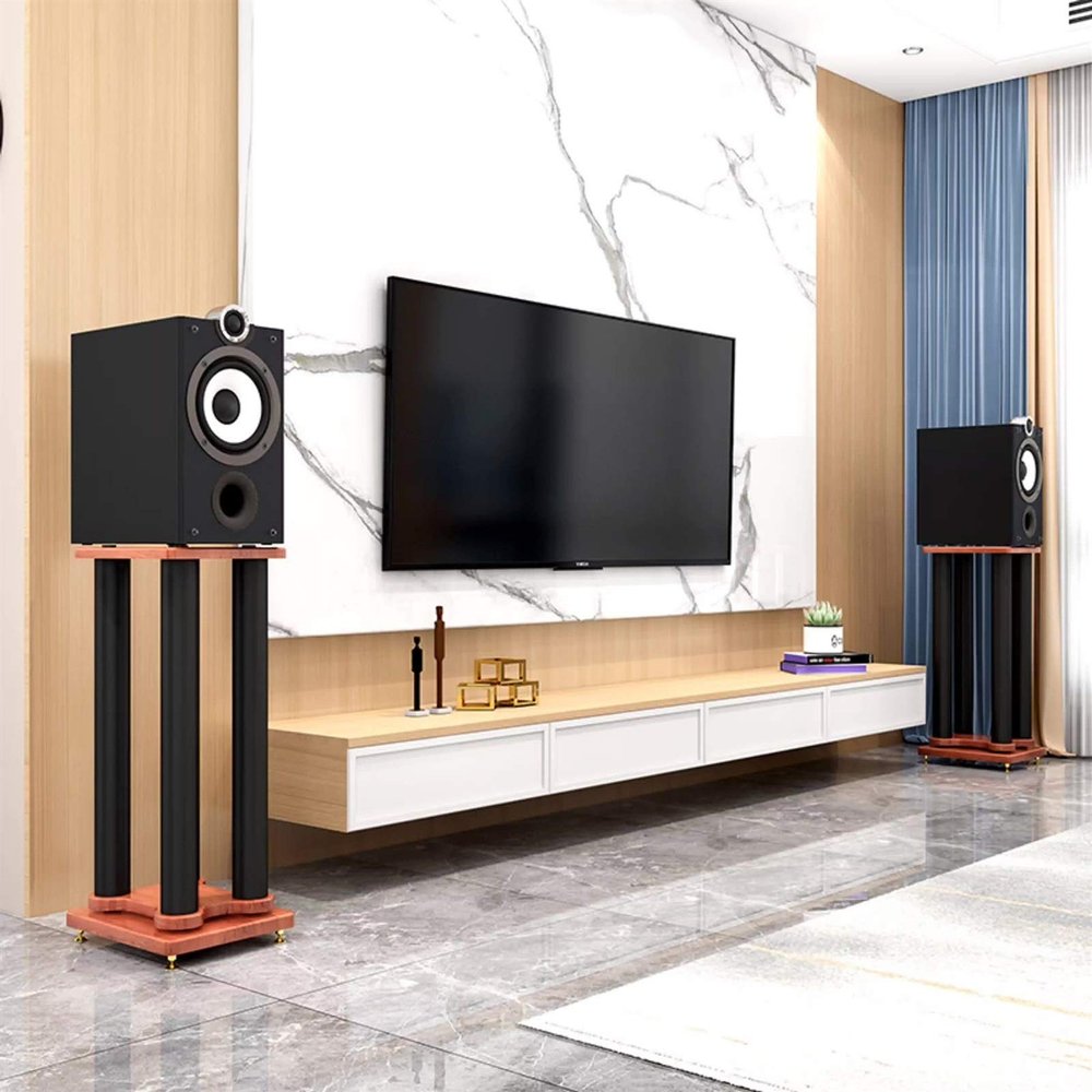 Speaker Stands,1 Pair Bookshelf Can Optional Sand Filling Tuning for Better Audio, Easy Assembly, Weight Up to 22lbs - 1 Pair