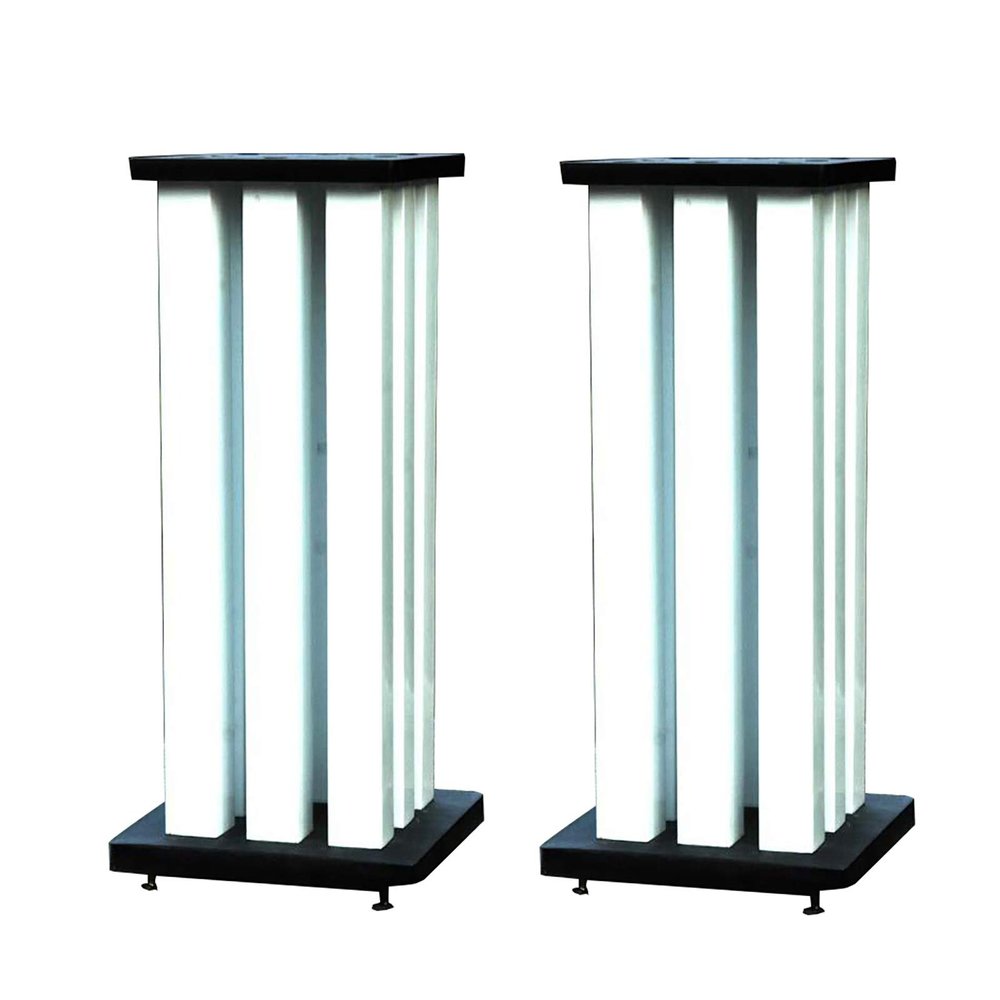 BTZHY Speaker Stands,2pcs Bookshelf E1 Plate + 5 * 5cm Metal Column + 8 Pure Copper Feet, Multiple Height, Easy Assembly