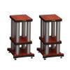 BTZHY Speaker Stands,2-Pack Heavy Duty Stainless Steel Metal Column, Double Design, for Bookshelf Speakers Up to 50 Lbs, Teak Silver Pillar view 1