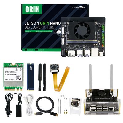 Yahboom Jetson Orin Nano Development Board Kit Single Board Computer All Modern AI Models ROS2 Programming AI Super Kit (Orin Nano 4GB SUB Camera Advanced Kit)