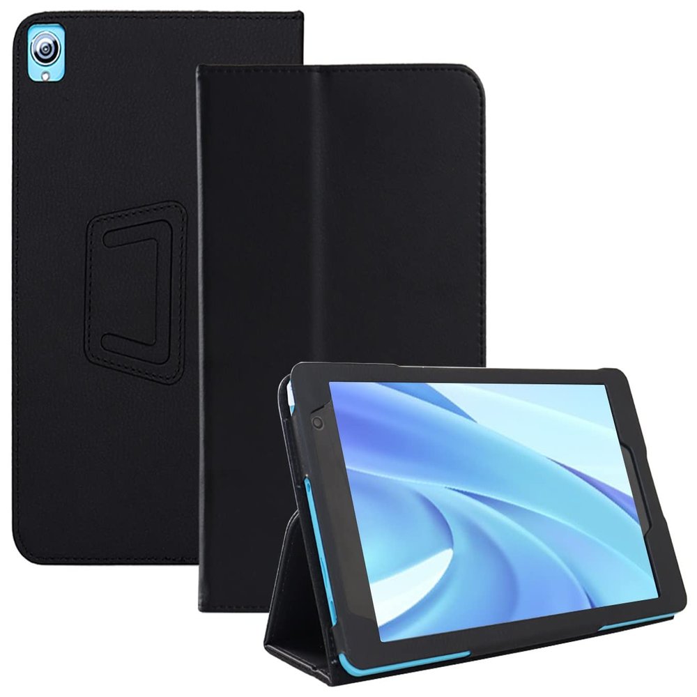 AIJAKO Tablet Case for Blackview Tab 5 Tablets, Premium PU Leather Folio Folding Stand Protective Case Cover with Hand Strap Magnet for Blackview Tab 5 8 inch Tablet, Black