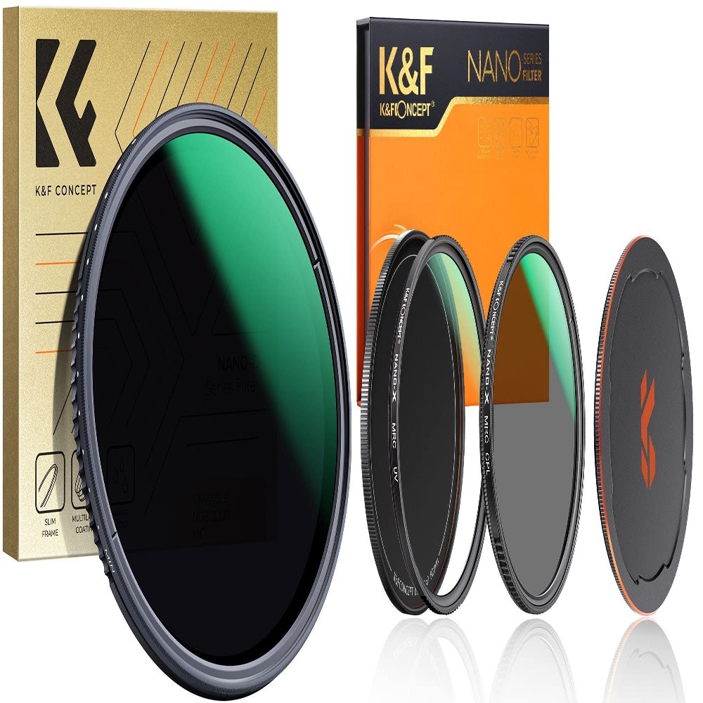 62mm Variable ND8-2000+UV+CPL+Lens Cap Lens Filters Kit (3 Pcs) with 3-11 Stops Neutral Density, Circular Polarzing, MCUV Protection Lens Filter Set