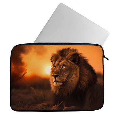 African Lion Mac Book Pro 14" Sleeve - Wild Animal Laptop Sleeve - Illustration Mac Book Sleeve