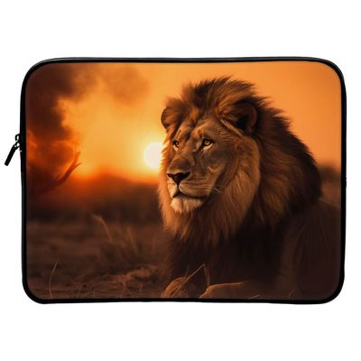 African Lion 2-Sided Print Mac Book Pro 16" Sleeve - Wild Animal Laptop Sleeve - Illustration Mac Book Sleeve