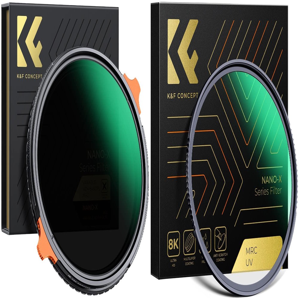 55mm Variable ND4-64 & CPL 2-in-1 + MCUV Protection Filters Kit (3 Pcs) for Camera Lens, 28 Multi-Coated 2-6 Stops Variable ND UV Lens Filters Set