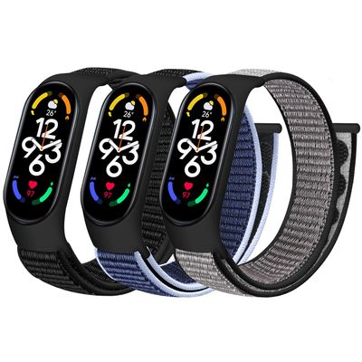 WNIPH Nylon Band Compatible with Xiaomi Mi Band 7/6/5/4/3, Soft Adjustable Sport Loop Wristband Replacement Strap for Women Men