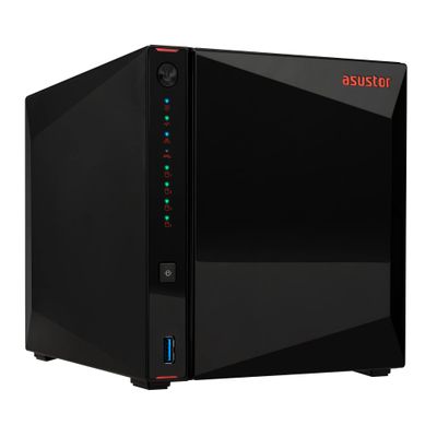 Asustor AS5404T, 4 Bay NAS, Intel Quad-Core 2.0GHz CPU, 4X M.2 NVMe SSD Slots, 2 x 2.5 GbE Ports, 4 GB DDR4 RAM, Cloud Storage for Gaming and Live Stream, Network Attached Storage (Diskless)