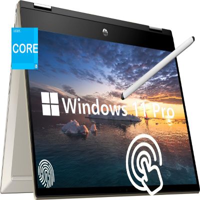 HP Pavilion 2-in-1 Business Laptop, 14 inch FHD Touch Screen, Intel Core i5-1135G7, Windows 11 Pro, 16GB DDR4 RAM, 512GB SSD, Fingerprint Reader, Type-C, Micro SD, Warm Gold, PCM
