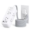 15Ft Extension Cord, BESHON Power Strip Surge Protector, 6 Outlets with 3 USB Ports(1 USB C Outlet), 3-Side Outlet Extender, Wall Mount, Compact for Home, College Dorm Room view 1