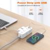 15Ft Extension Cord, BESHON Power Strip Surge Protector, 6 Outlets with 3 USB Ports(1 USB C Outlet), 3-Side Outlet Extender, Wall Mount, Compact for Home, College Dorm Room view 2