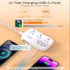 15FT Flat Extension Cord, BESHON Flat Plug Power Strip with USB C, Ultra Thin Flat Plug Extension Cord - 6 Outlets with 4 USB Ports(2 USB C Outlet), No Surge Protector for Dorm Room Travel Essentials view 2