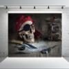 BELECO 5x3FT Fabric Pirate Theme Backdrop Pirate Map Skull Compass Backdrop Kids Pirate Birthday Party Decorations Background Studio Photo Booth Background Props view 3
