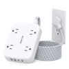 Surge Protector Power Strip with 2 USB C - BESHON 5 Ft Flat Extension Cord Flat Plug Power Strip, 4 Widely Outlets and 4 USB Charging Ports, Outlet Extender, 900 Joules, for Home Dorm Room Essentials view 1