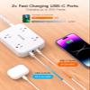 Surge Protector Power Strip with 2 USB C - BESHON 5 Ft Flat Extension Cord Flat Plug Power Strip, 4 Widely Outlets and 4 USB Charging Ports, Outlet Extender, 900 Joules, for Home Dorm Room Essentials view 4