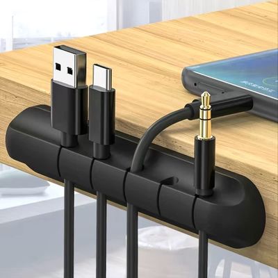 Black Sleek Desktop Cable Manager (3, 5, & 7 Slots) (3 Holes)