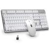 BlueFinger Wireless Keyboard and Mouse with Power Display, Blacklit Rechargeable Full Sized Silent Light Up Gaming Keyboard Mouse Combo for Computer, Mac, Laptop, PC (White) view 1