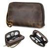 Contacts Crazy Horse Leather Travel Electronic Organizer Cables Chargers Accessories Storage Case Holder Clutch Bag view 1