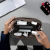 Contacts Crazy Horse Leather Travel Electronic Organizer Cables Chargers Accessories Storage Case Holder Clutch Bag view 2