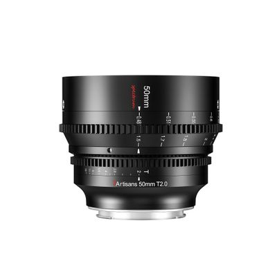 7artisans 50mm T2.0 Large Aperture Cine Lens Compatible for Sony E-Mount Camera, Full Frame Manual Focus Low Distortion Cinema Lens for A7 Series FX3 A7S3 A7M3 A7R3 A7M4, Black