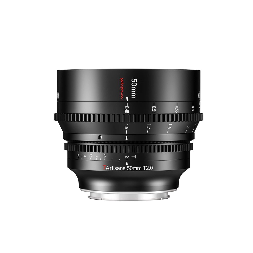 7artisans 50mm T2.0 Large Aperture Cine Lens Compatible for Sony E-Mount Camera, Full Frame Manual Focus Low Distortion Cinema Lens for A7 Series FX3 A7S3 A7M3 A7R3 A7M4, Black