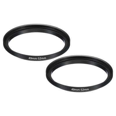 PATIKIL 49mm-52mm Metal Step Up Ring, 2 Pack Camera Lens Filter Adapter Ring Aluminum Filter Adapter Ring for Camera Lenses Hood, Black