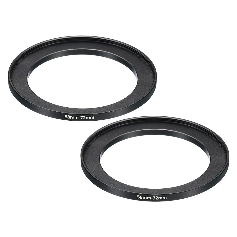 PATIKIL 58mm-72mm Metal Step Up Ring, 2 Pack Camera Lens Filter Adapter Ring Aluminum Filter Adapter Ring for Camera Lenses Hood, Black