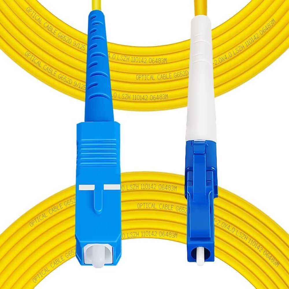Fibergaga-0.5M(1.6ft) OS2 SC to LC Fiber Patch Cable Single Mode, Simplex, Length Option: 0.5M(1.6ft)-100m(328ft) 9/125m 2.0mm Diameter Fiber Optic Cords,LSZH, OS1/OS2 Compatible -5Pack