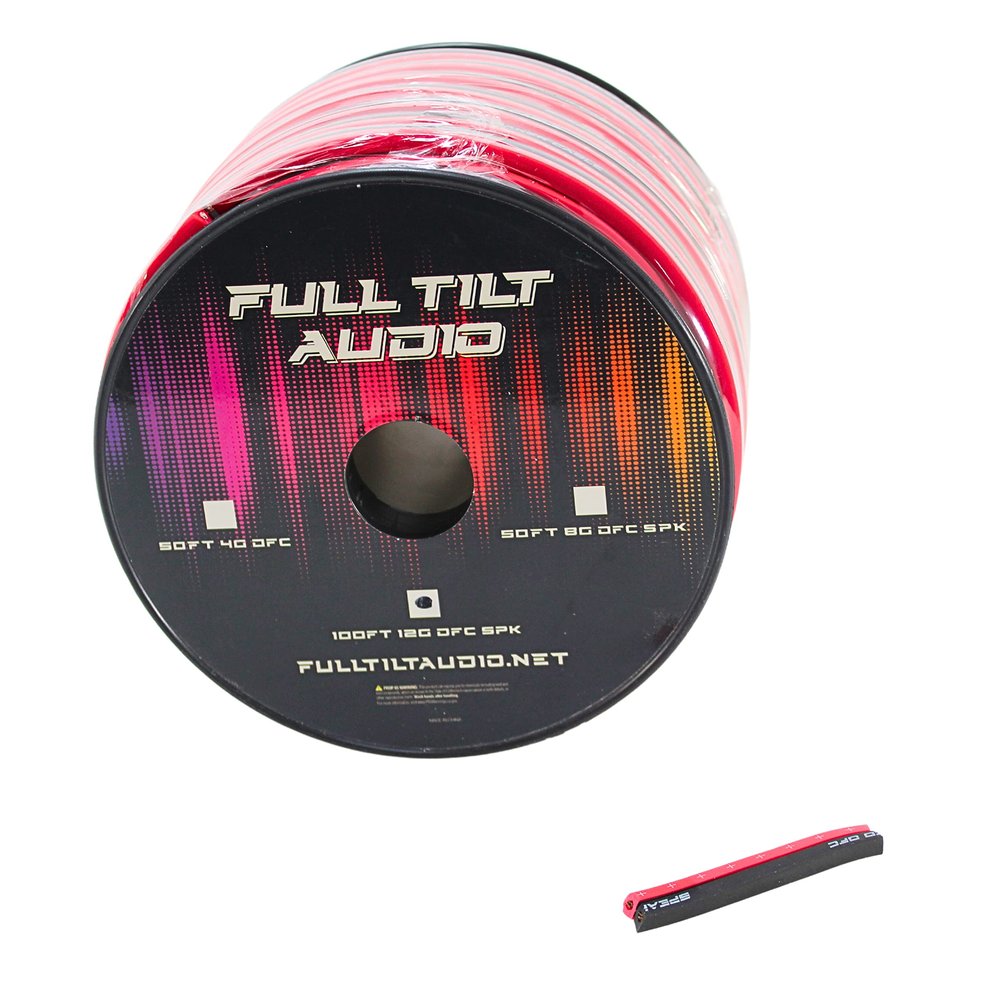 Full Tilt Audio 12GA Red/Black 100' OFC Oxygen Free Copper Speaker Wire Lot (1 Foot - by The Foot)