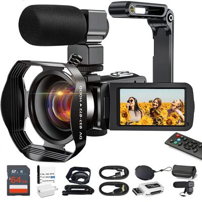 Acuvar 4K Video Camera Camcorder 48MP Auto Focus 60FPS WiFi Vlogging Camera for YouTube 18X Zoom Digital Camcorder with Mic, Stabilizer, SD Card Reader, 64GB Micro SD Card, YouTube Vlogging Kit
