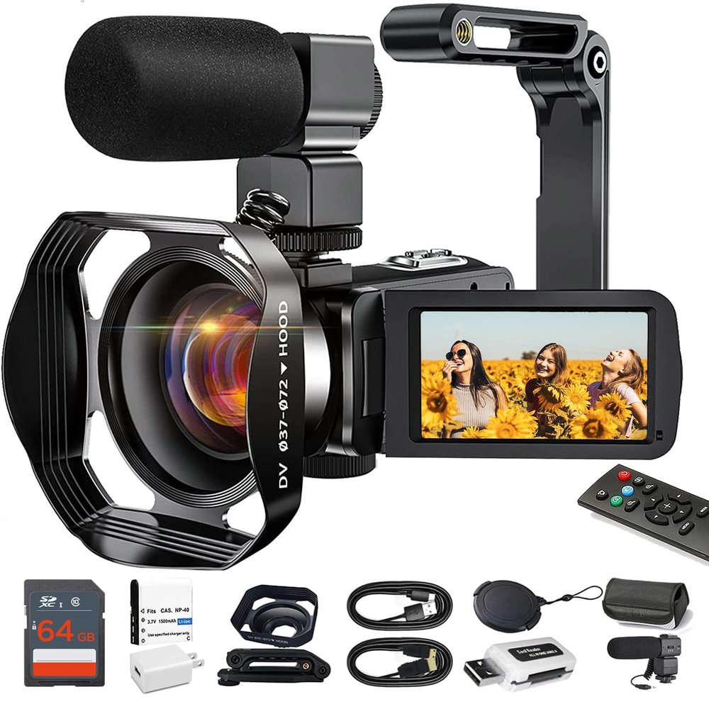 Acuvar 4K Video Camera Camcorder 48MP Auto Focus 60FPS WiFi Vlogging Camera for YouTube 18X Zoom Digital Camcorder with Mic, Stabilizer, SD Card Reader, 64GB Micro SD Card, YouTube Vlogging Kit