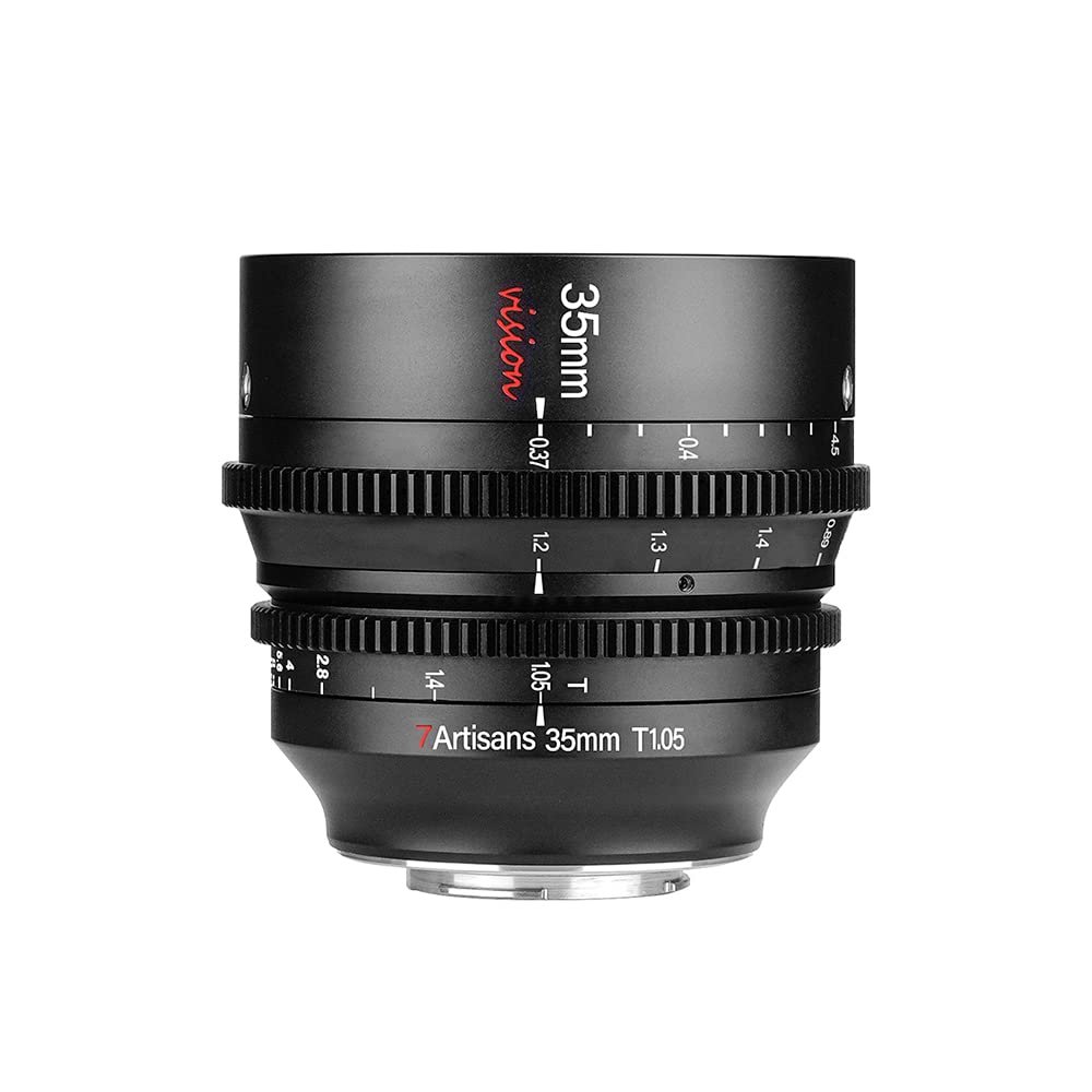 7artisans 35mm T1.05 Wide-Angle Large Aperture Cine Lens Compatible for Canon RF- Mount Mirrorless Camera, Manual Focus Low Distortion Mini Cinema Lens Black.