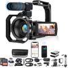 Acuvar 4K Video Camera Camcorder 48MP Auto Focus 60FPS WiFi Vlogging Camera for YouTube 18X Zoom Digital Camcorder with Mic, Stabilizer, Tripod Dual Charger, Card Reader 2X Batteries 2X 64GB SD Card view 1