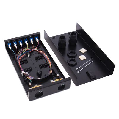VFLTOOL LC-SM 6 Duplex Box Cables 12 Port Wall Mount Fiber Enclosure With Spool Singlemode OS1 Kit - Includes 1 Meter 12 Strand UPC Pigtail and 6 Port Duplex LGX Loaded Panel
