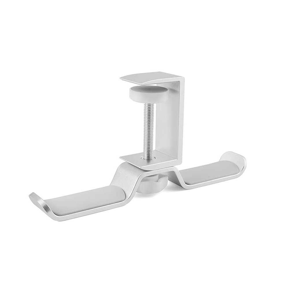Headphone Stand Headphone Rack Desktop Clip-on Headphone Holder Universal Dual Headset Stand Aluminum Headset Holder Portable Rotatable Headphone Hanger Headset Stand (Color : Silver)